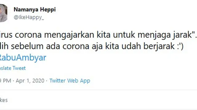 cuitan warganet jaga jarak
