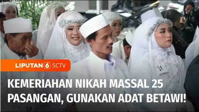 Libur akhir tahun dimanfaatkan oleh puluhan pasangan untuk menikah. Tidak hanya pasangan lanjut usia yang masih muda-pun turut serta. Seperti apa kemeriahan nikah masal adat Betawi ini. Berikut liputannya.