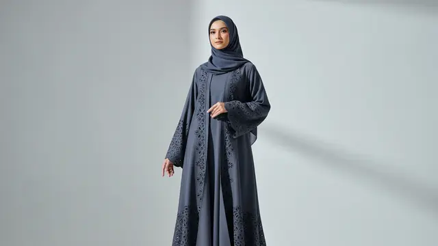 Abaya Cutout Laser dari Bahan Premium