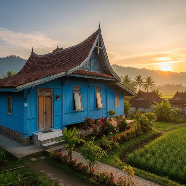 Pilihan Warna Cat Rumah untuk Rumah di Desa Menghadap Timur (Image by Gemini AI)