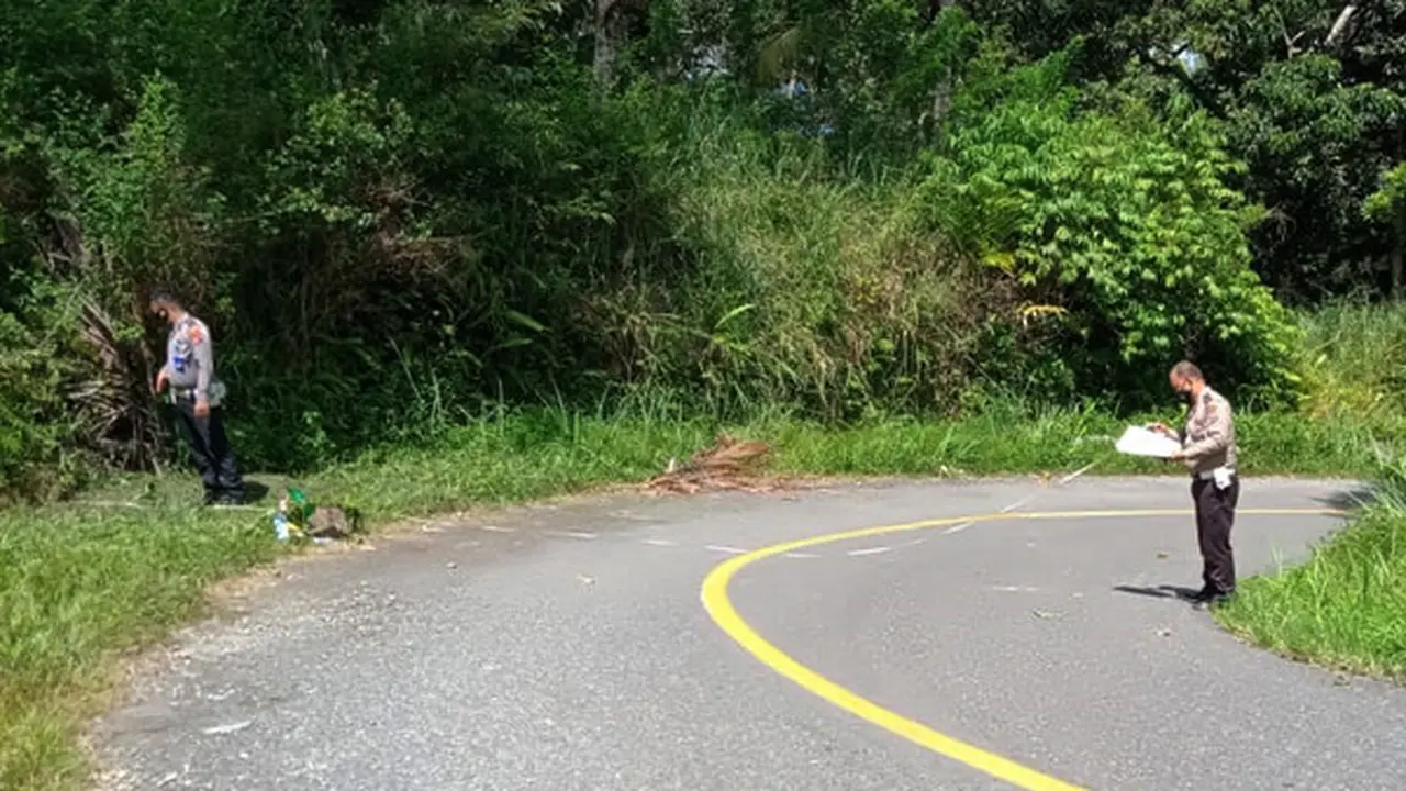 Petugas kemudian mendatangi TKP di ruas jalan area perkebunan Tonsile, Matali Baru, Lolayan, Kotamobagu.