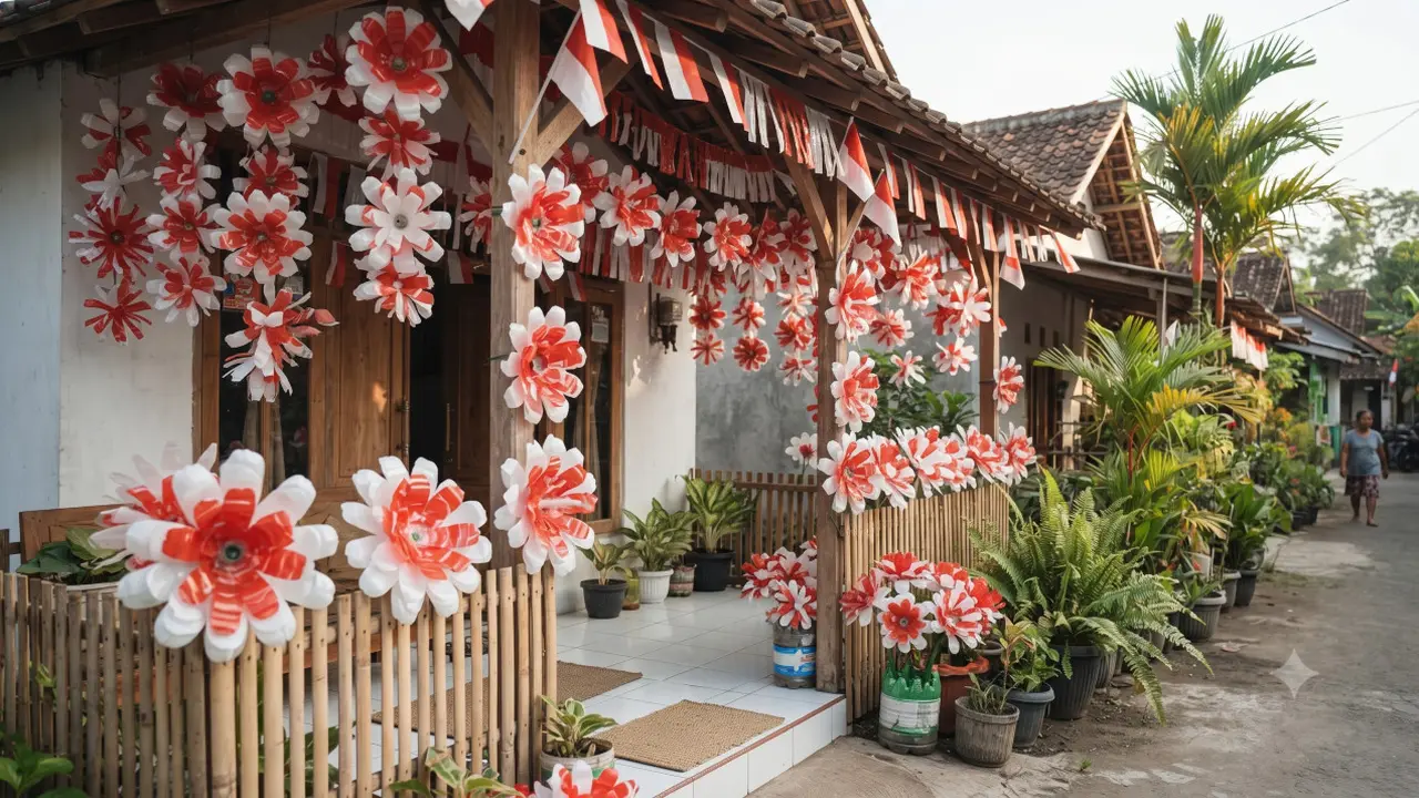 Membuat Bunga Merah Putih dari Botol Plastik Bekas