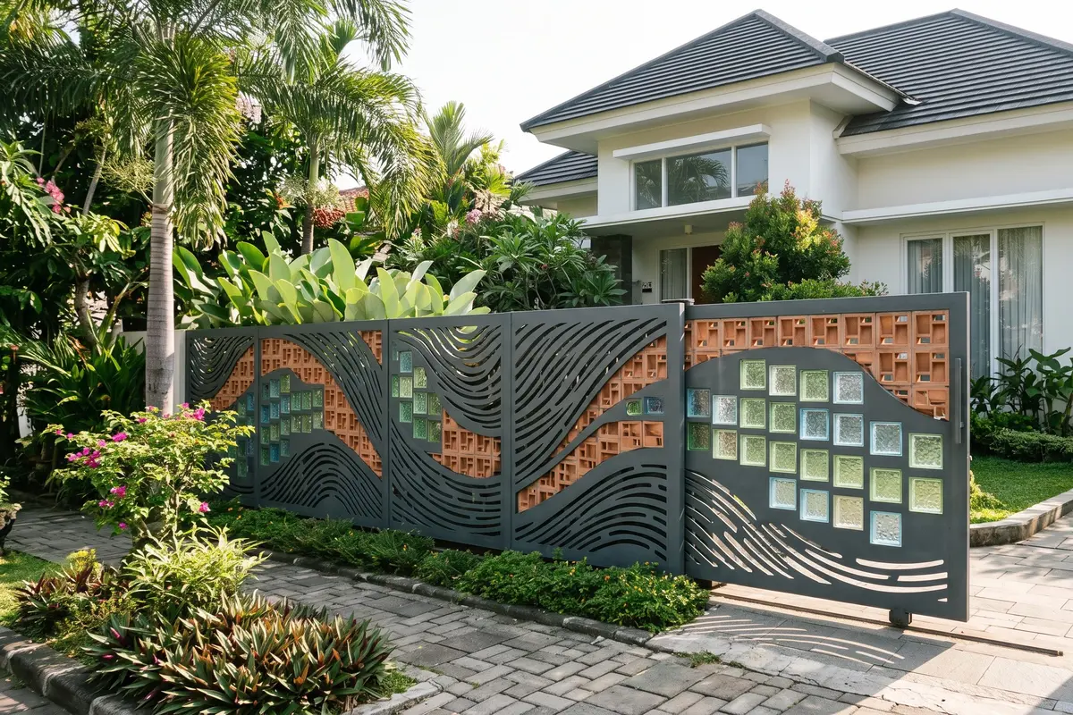 Inspirasi Pagar Laser Cut Kombinasi Roster Kaca