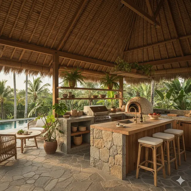 Inspirasi Dapur Outdoor Ala Rumah Tropis