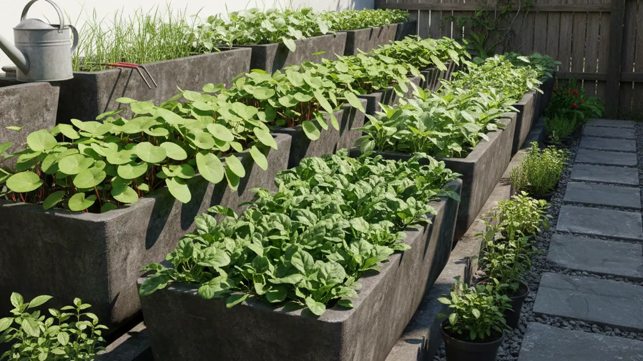 Desain Kebun Sayur Rumahan yang Cocok untuk Kangkung dan Bayam (Foto: Gemini AI)