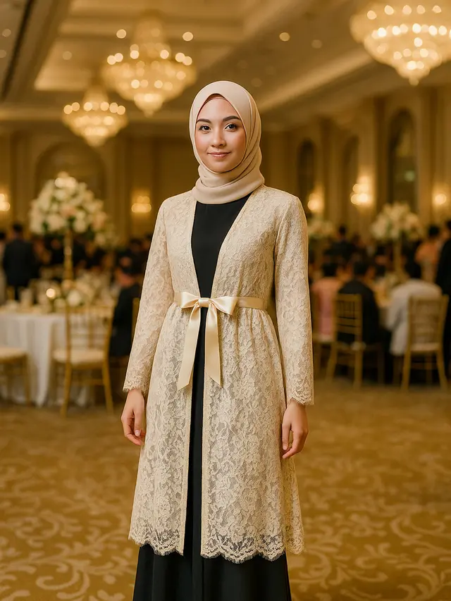 Model Kardigan Brokat untuk Kondangan