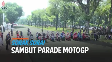 Pemandangan langka tampak di jalanan Ibu Kota Jakarta Rabu (16/3) pagi. Puluhan pembalap MotoGP konvoi melintasi jalanan protokol dari depan Istana Negara hingga Bundaran Hotel Indonesia.