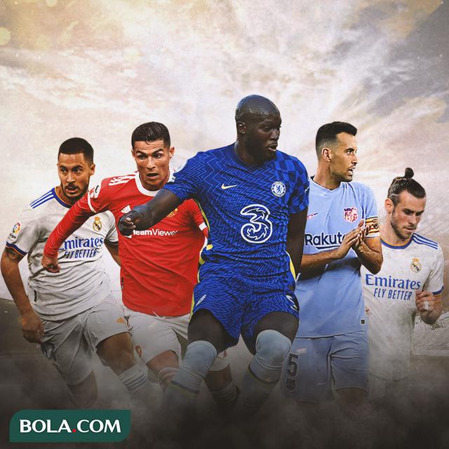 Ilustrasi - Eden Hazard, Cristiano Ronaldo, Romelu Lukaku, Sergio Busquets, Gareth Bale