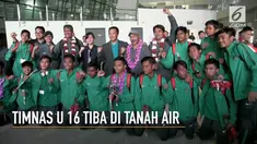 Setelah mengiikuti kejuaraan sepak bola U 16 Jenesys Cup 2018 di Jepang, rombongan tim nasional tiba di Terminal 3 Bandara Soekarno Hatta.