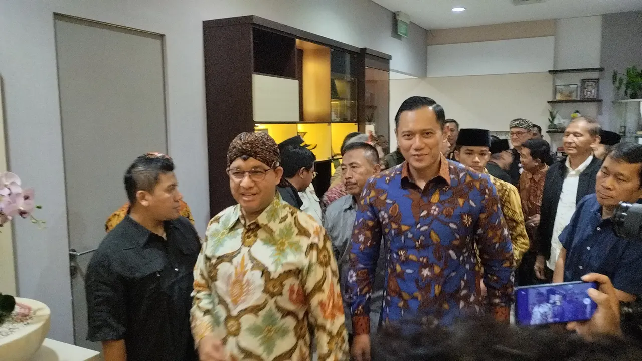 Bakal Capres Anies Baswedan dan Ketua Umum Partai Demokrat Agus Harimurti Yudhoyono (AHY) di DPP PKS, Jalan TB Simatupang, Jakarta Selatan.