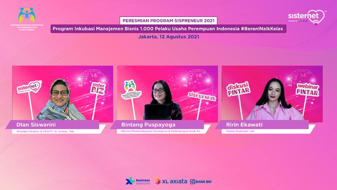 XL Axiata dan Kementerian Pemberdayaan Perempuan dan Perlindungan Anak meluncurkan program Kelas Inkubasi Sispreneur 2021 untuk mendukung 1.000 perempuan pelaku UMKM lebih maju (Foto: XL Axiata).
