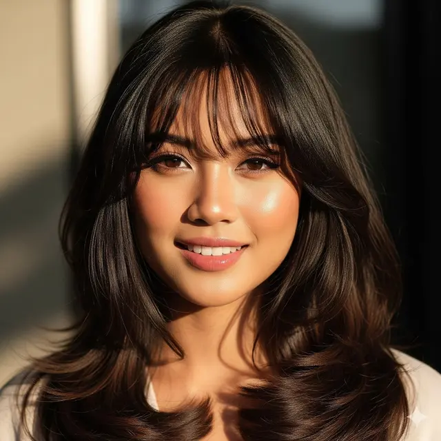 Long Layers dengan Curtain Bangs