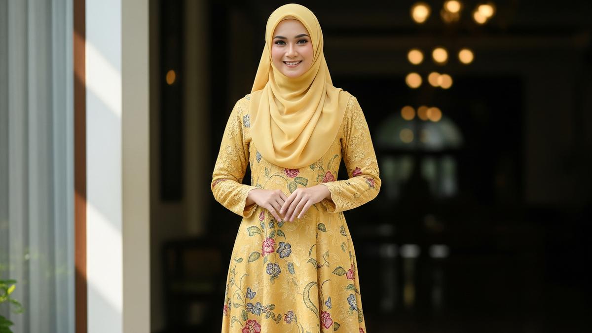 7 Tren Model Gamis Batik Brokat Soft Yellow Terbaru untuk Ramadan 2026, Manis dan Elegan Sekaligus