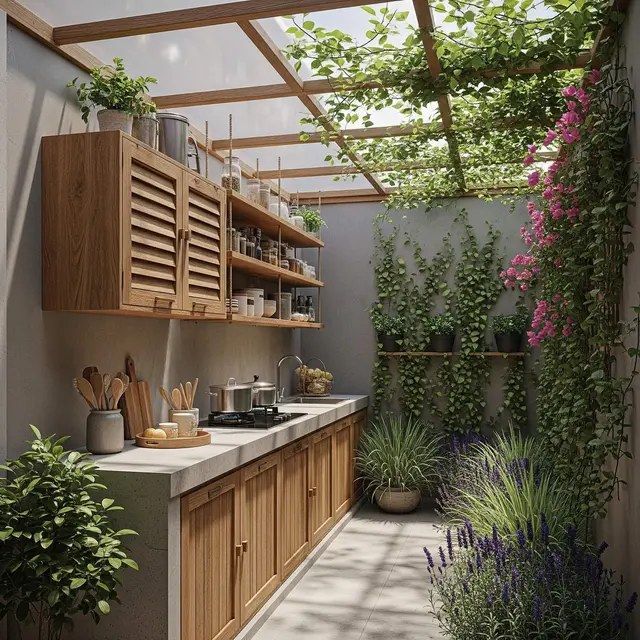 Dapur Semi Outdoor 2,5x2 Meter Rumah Type 45 dengan Skylight dan Taman Samping
