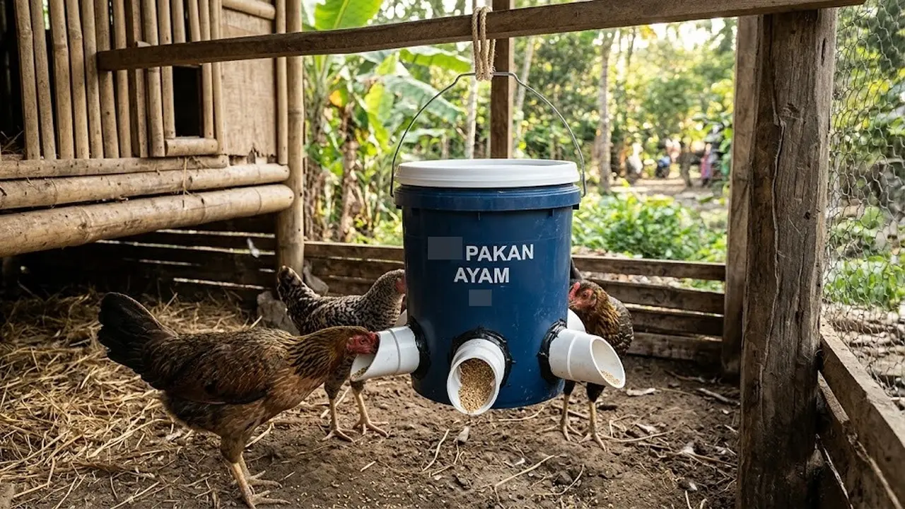 Cara Membuat Tempat Pakan Ayam Anti Tumpah dari Ember Bekas
