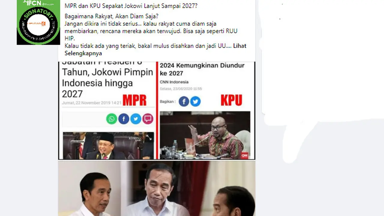 Penelusuran Klaim Pilpres Mundur Masa Jabatan Presiden Jokowi Diperpanjang Hingga 2027