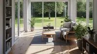 Model Rumah Kecil dengan Langit-langit Tinggi atau Bukaan Lebar (Image by Gemini AI)