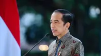 Presiden Joko Widodo (Jokowi) berterima kasih kepada umat Hindu yang beribadah tetap mematuhi protokol kesehatan saat sambutan Peringatan Dharma Santi Nasional Hari Suci Nyepi Tahun Baru Saka 1943, Sabtu (27/3/2021). (Biro Pers Sekretariat Presiden)