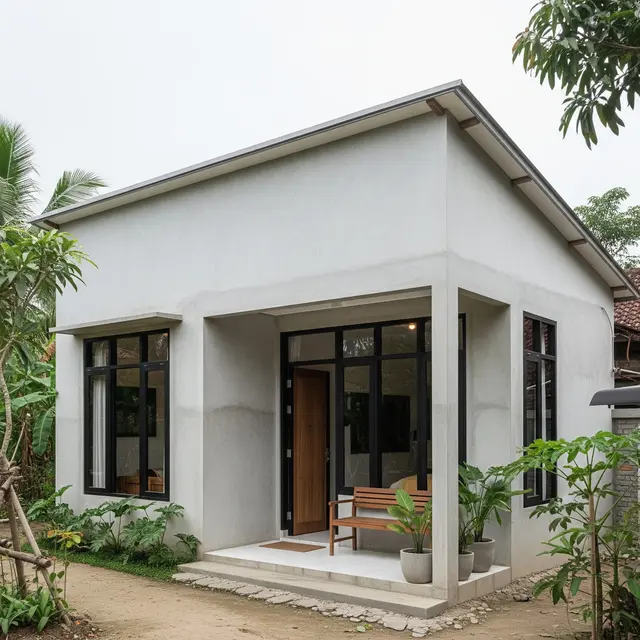 Contoh Rumah Kampung dengan Semen Ekspos