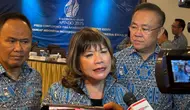 Ketua Umum Asosiasi Pengusaha Indonesia (APINDO), Shinta W. Kamdani, saat ditemui di kantor APINDO, Jakarta, Selasa (29/7/2025). Shinta berkomentar mengenai rojali dan rohana.