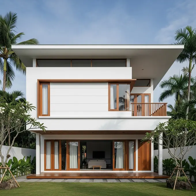 Desain Rumah Kecil tapi Luas dengan Atap Rata dan Langit-Langit Terbuka