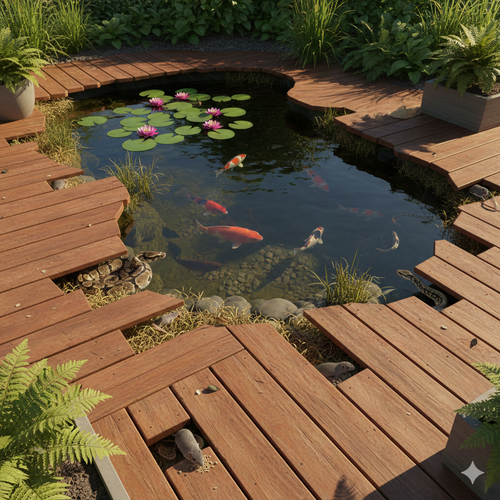 Desain Kolam Ikan yang Terlihat Aman Ini Justru Menarik Ular (Foto: Gemini AI)