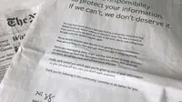 Skandal Pencurian Data, Bos Facebook Minta Maaf Lewat Iklan di Surat Kabar