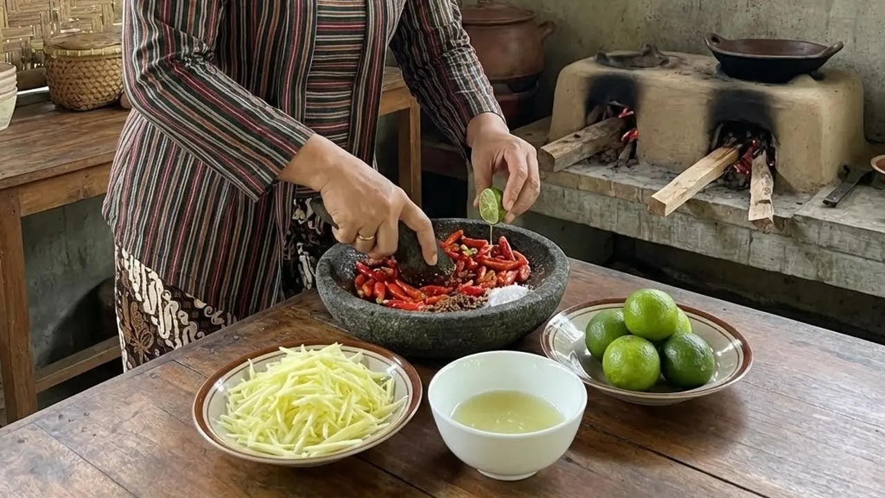 Mengulek Sambal Mangga Terasi Limau