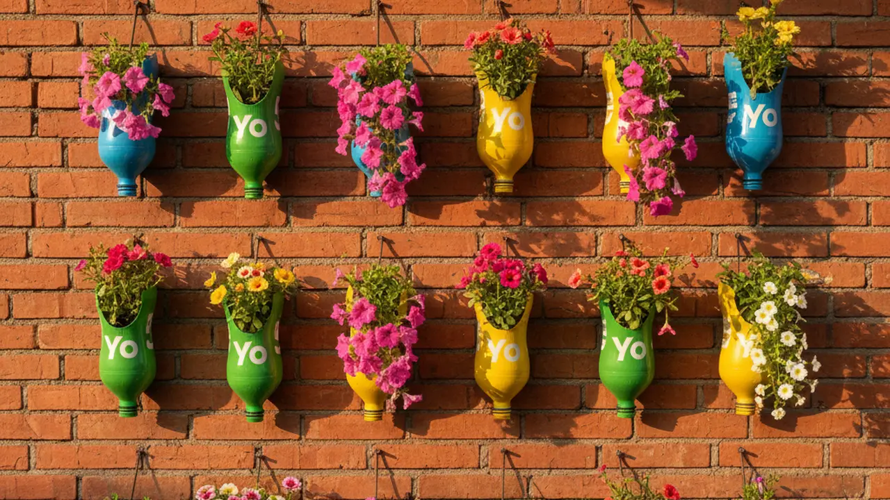 Kebun Gantung dari Botol Bekas untuk Rumah Tanpa Tanah. AI