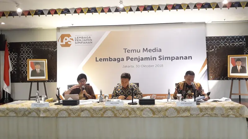 konferensi pers hasil Rapat Dewan Komisioner Lembaga Penjamin Simpanan (LPS), Jakarta, Selasa (30/10/2018). (Dwi Aditya Putra/Merdeka.com)