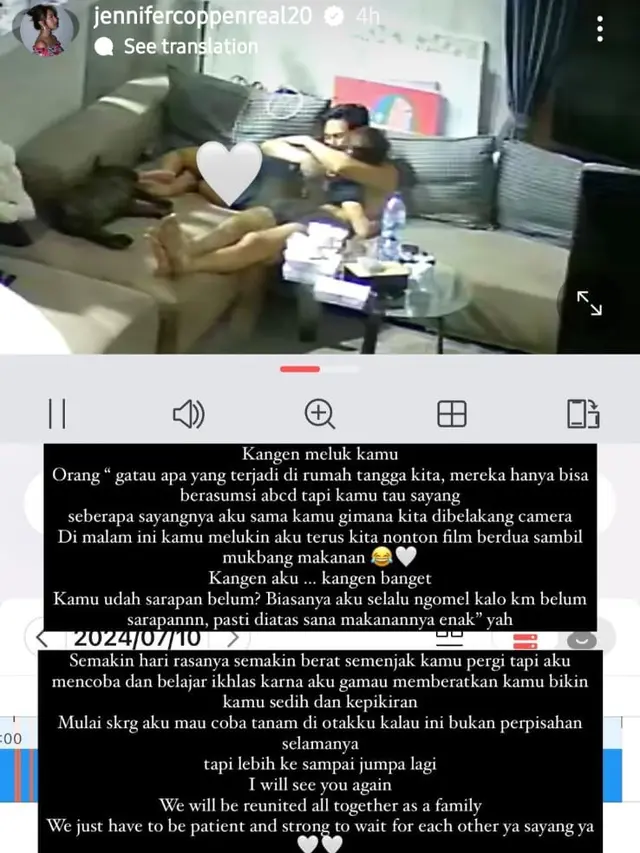 Unggahan Jennifer Coppen mengenai mendiang Dali Wassink. (Instagram/