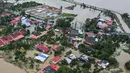 Foto udara menunjukkan area permukiman yang terendam banjir di Kangar, negara bagian Perlis, Malaysia utara, pada Kamis 27 November 2025. Hingga Kamis 27 November 2025, negara bagian utara dan timur Malaysia masih digenangi banjir parah. (Mohd RASFAN/AFP)