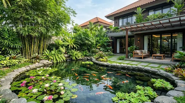 8 Cara Memadukan Tanaman Hias dan Kolam Koi Tanpa Membuat Air Cepat Kotor