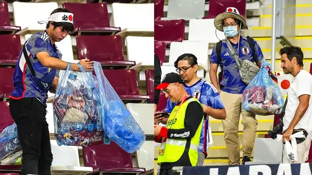 6 Aksi Suporter Jepang Bersih-Bersih Stadion Piala Dunia 2022, Sifat Disiplin Banjir Pujian