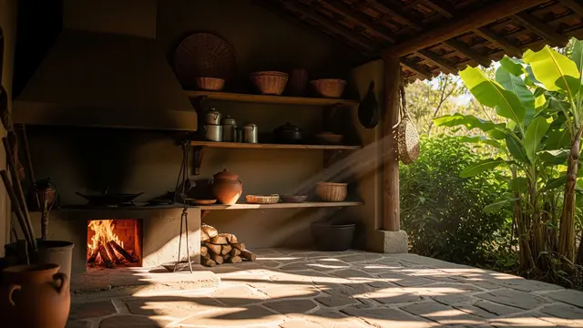 Model Dapur Semi Outdoor yang Cocok untuk Rumah Kampung (AI)