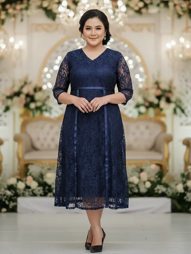 Model Dress Brokat untuk Orang Gemuk dan Pendek (Foto: Gemini AI)