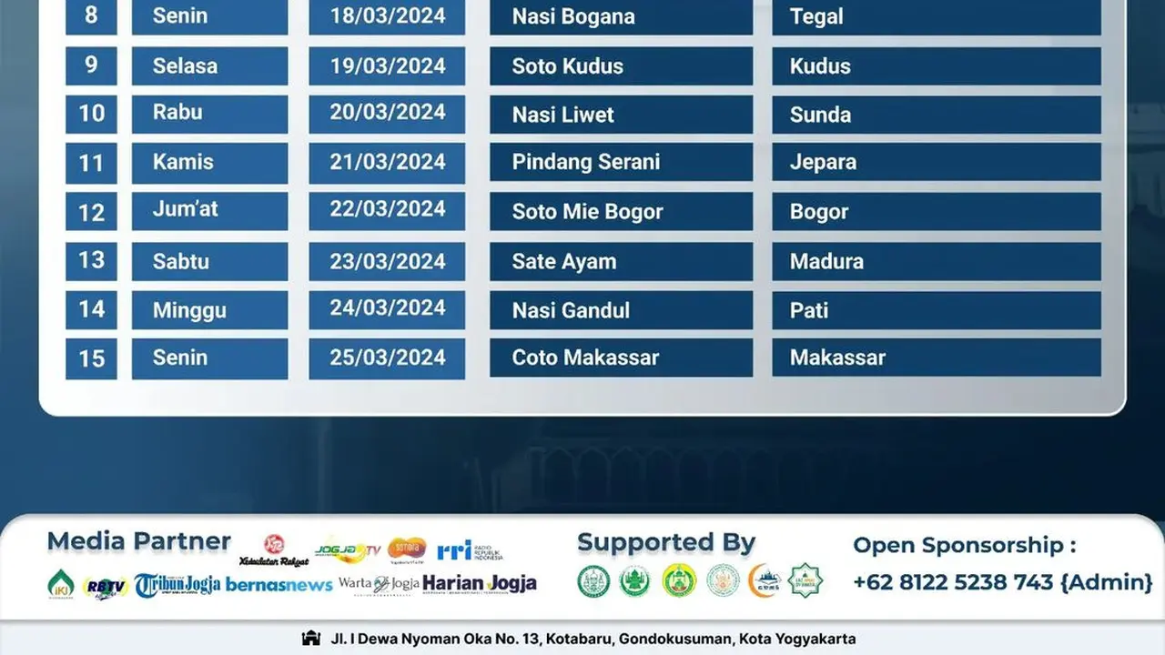 Menengok Menu Berbuka Nusantara di Masjid Syuhada, Kotabaru, Yogyakarta