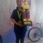 Gia Amalia merebut gelar juara pertama Gran Fondo New York (GFNY) Bali 2018 kategori wanita. (Liputan6.com/Achmad Yani Yustiawan)