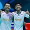 Ganda putra Indonesia Fajar Alfian/Muhammad Shohibul Fikri mengalahkan&nbsp;wakil&nbsp;tuan rumah Liang Wei Keng/Wang Chang 21-19 dan 21-17 pada semifinal&nbsp;China Open 2025 di Olympic Sports Center Gymnasium, Changzhou, Sabtu (26/7). (foto: PBSI)