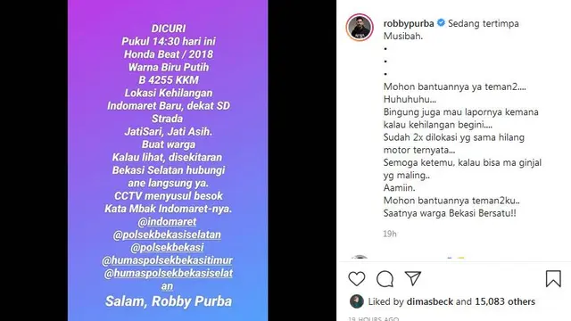 Robby Purba kehilangan motor