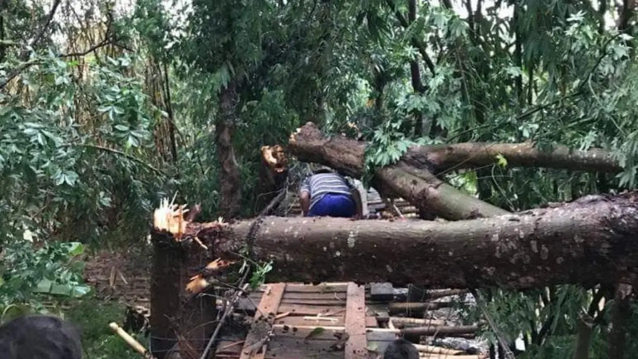 Puting beliung terjadi di dua kecamatan di Karawang, Jawa Barat. (Foto: Liputan6.com/Abramena).