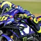 Valentino Rossi menggunakan fairing baru saat sesi latihan di sirkuit Buriram, Thailand, Jumat (5/10/2018). (Crash)