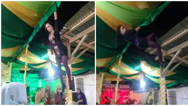 7 Aksi Biduan saat Manggung, Ada yang Panjat Pohon Hingga Salto di Atap