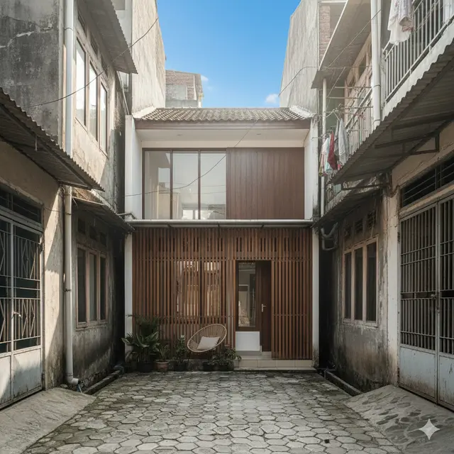 Model Rumah 1 Lantai di Gang Kecil