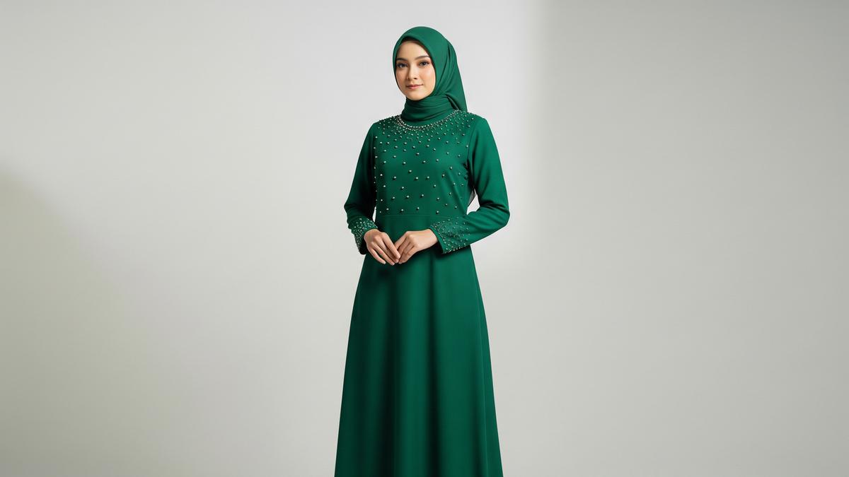 8 Model Gamis Emerald Green Elegan 2026, Inspirasi Anggun, Modern, dan Berkelas