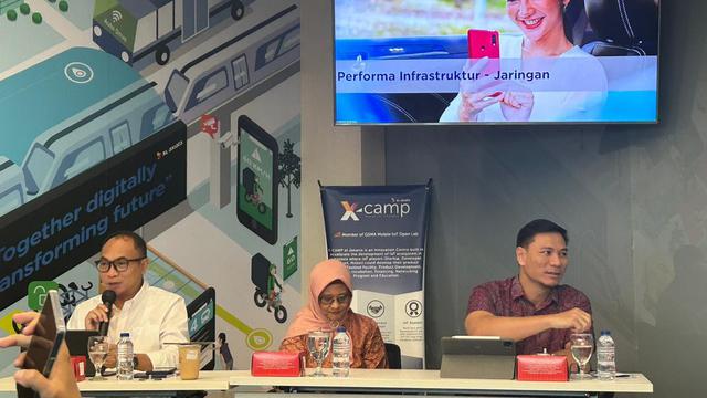 Paparan kinerja keuangan PT XL Axiata Tbk (EXCL) semester I 2023, Senin (31/7/2023). (Foto: Liputan6.com/Elga N)