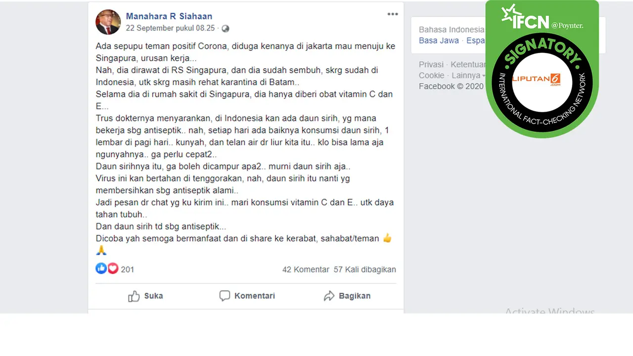 Hoaks daun sirih bisa hilangkan virus corona yang menempel di tenggorokan