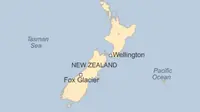 Lokasi kecelakaan helikopter di Selandia Baru. (BBC)