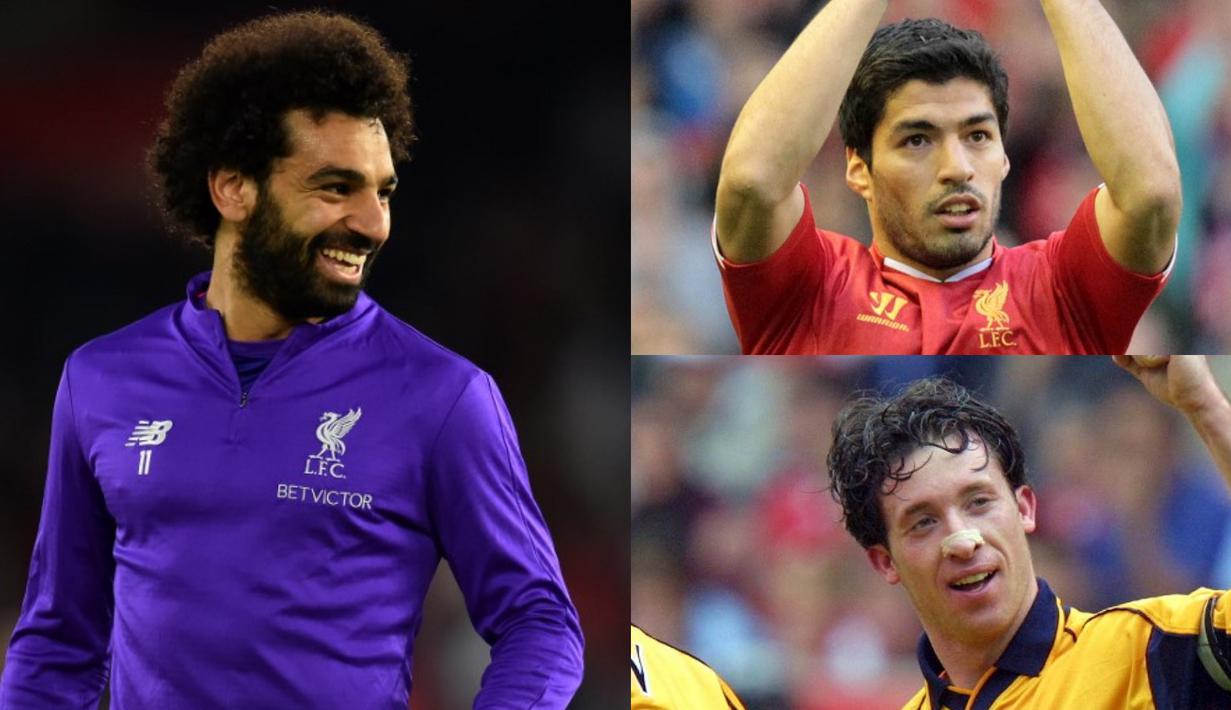 Torehan satu gol Mohammed Salah ke gawang Southampoton membuat bintang Measir tersebut menjadi pemain tercepat mencetak 50 gol sejak berseragam Liverpool. Mantan pemain Chelsea tersebut mengungguli nama separti Robbie Fowler dan Luis Suarez. (Kolase Foto AFP).