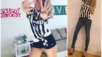 Valentina Allegri mengunggah video dirinya tengah bernyanyi lagu resmi Juventus, Storia Di Un Grande Amore.
